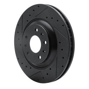 Cadillac CTS Brake Rotor (1) - Front Left - R1 Concepts - Drilled & Slotted - Black - `04-`08